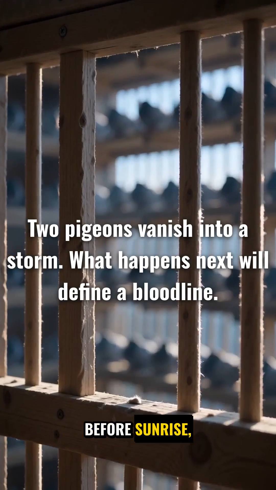 Create a premium cinematic documentary about one unforgettable day at SOCEAN LOFT, the home of exceptional racing pigeons.

Before sunrise, SOCEAN LOFT is quiet. The pigeons rest inside the loft, but two EASO pigeons behave differently. The breeder notices their unusual alertness and carefully checks their health, condition, feathers and readiness.

Later, they are selected for an endurance training flight. They are transported far from SOCEAN LOFT and released into an open sky.

The weather changes. Strong wind separates the flock. The two pigeons must navigate, endure and find their way home.

Back at SOCEAN LOFT, the breeder waits. Other pigeons return, but the two EASO pigeons are still missing.

Then distant wingbeats appear.

The two pigeons return together and land at SOCEAN LOFT.

The breeder watches silently. No celebration is needed. Their performance has already told the story.

End with a powerful visual of the pigeons inside SOCEAN LOFT:

SOCEAN LOFT
by KING EASO

EASO
RACING PIGEON BLOODLINE

Style: ultra-realistic racing pigeons, authentic anatomy and behavior, premium dark cinematic documentary, subtle sky-blue accents, realistic loft atmosphere, natural lighting and smooth cinematic camera movement.

AUDIO:
NO CONTINUOUS BACKGROUND MUSIC. Use natural sounds for most scenes: pigeons, wingbeats, wind, loft ambience and environment. Use cinematic music ONLY when genuinely needed for a dramatic, emotional or exciting moment, especially the release, difficult flight and final return.

No fantasy, no exaggerated effects, no excessive blue, no constant music, no unrealistic pigeon behavior.