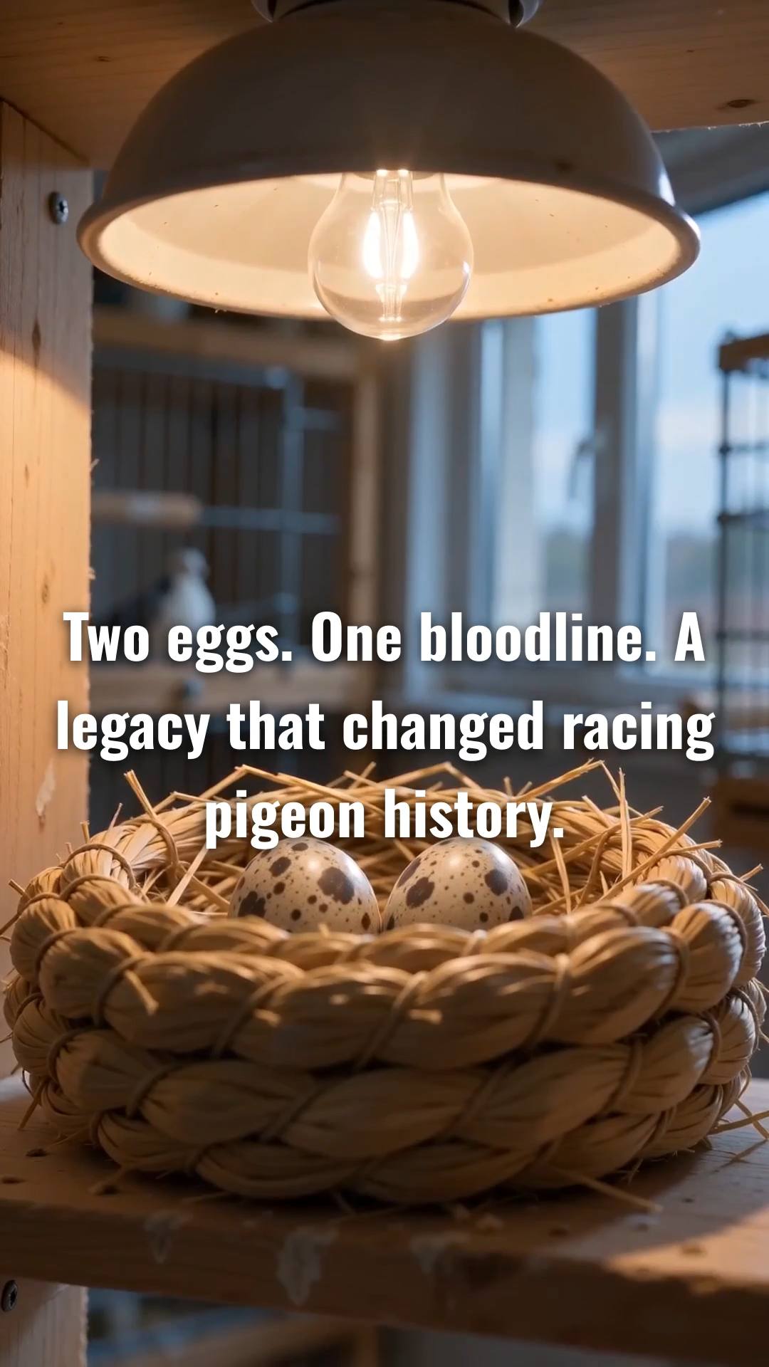 Create a premium cinematic documentary story following the life journey of two racing pigeons, from their beginning inside the egg to becoming foundation birds of the EASO bloodline at SOCEAN LOFT by KING EASO.

Show their complete journey: incubation, hatching, childhood, growth, first flight, training, racing, performance and development.

Then show a serious breeder discovering and selecting them based on health, structure, pedigree, racing performance and potential. Follow their journey to SOCEAN LOFT, including transportation, quarantine, health observation, nutrition, care and their first days in the new loft.

Show them adapting, making bonds with other pigeons, training, racing and eventually becoming important breeding birds. Follow their offspring and generations through selective breeding, performance, care and careful selection.

Build toward the creation and recognition of the EASO racing pigeon bloodline.

Make every scene realistic, emotional, educational and visually connected. Keep the same two pigeons recognizable throughout the story.

Use authentic pigeon behavior, natural loft sounds and cinematic camera work. Do not use music constantly; use music only for emotional or exciting moments such as first flight, racing, selection and the final EASO reveal.

Premium dark documentary aesthetic, subtle sky-blue accents, realistic feathers, natural lighting, elegant and professional racing-pigeon atmosphere.

Final reveal:
SOCEAN LOFT
by KING EASO

EASO
RACING PIGEON BLOODLINE

Final feeling: From a beginning, through care, selection and performance, a legacy is built.
